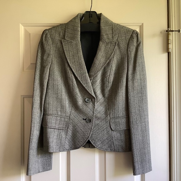 Context Vintage Wool Blend Suit Jacket/Blazer Striped Twill Gray SZ12P - Picture 1 of 16